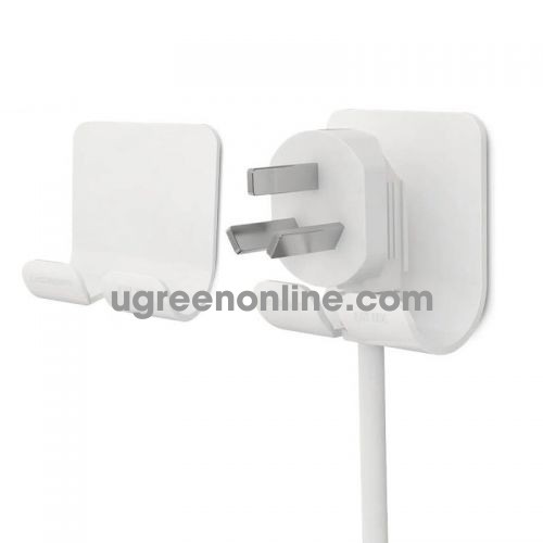 Ugreen 20365 White Móc Đa Năng Power Cord Wall Socket Cable Holder Hanger CD107 10020365