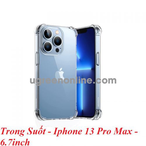 Ugreen 90124 6.7inch for iphone 13 pro max Clear Case Military-Grade Drop Protection Shockproof Anti Scratch Slim Thin Soft TPU Transparent Cover with 4 Corners Bumper Bright Cushion LP489 10090124
