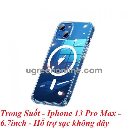 Ugreen 90133 Iphone 13 Pro Max 6.7inch Case Universal Supports Magsafe Magnetic Suction Transparent Ultra-Thin Airbag Anti-Fall Silicone Soft Edge Mobile Phone Protective Cover LP538 10090133