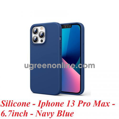 Ugreen 80678 Navy Blue for iPhone 13 Pro MAX 6.7inch Liquid Silicone Protective case Compatible with Soft Gel Rubber Cover Shockproof Bumper Anti-Scratch Fingerprint Drop Slim Thin LP546 10080678