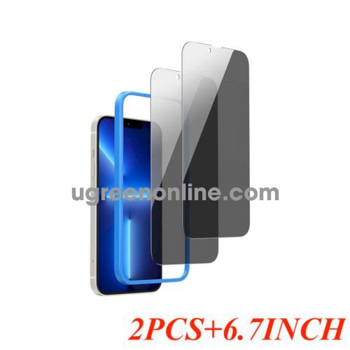 Ugreen 80993 2pcs 6.7inch for iPhone 13 Pro Max 2 - Pack Full Coverage Privacy Tempered Glass Screen Protector with Precise Align Applicator SP207 10080993