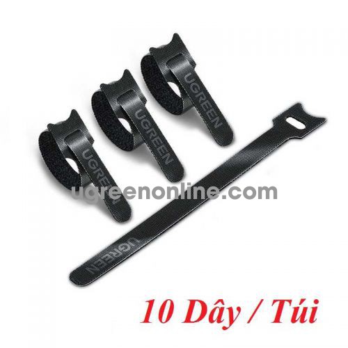 Ugreen 86210 10 sợi 18cm màu đen Dây dán Velcro tiện dụng chất liệu plastic 1 túi có 10 chiếc 20245P10 LP401 10086210