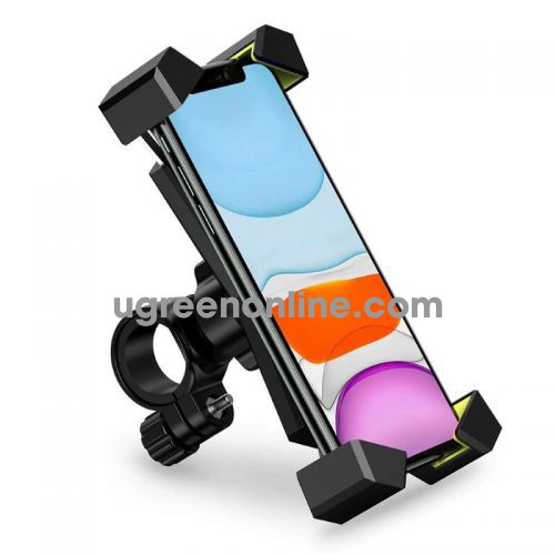 Ugreen 60989 Black Bike Phone Holder Bicycle Motorcycle Phone Mount Stainless Steel Handlebar Mount 360 Rotation LP181 10060989