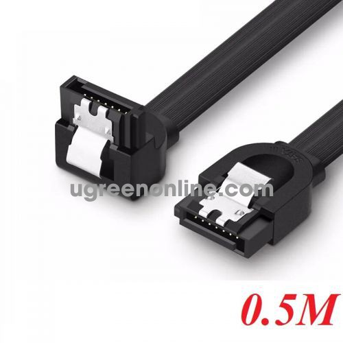 Ugreen 20998 50CM Black SATA III Cable 90 Degree 3 Pack 6Gbps Straight To Right 7 Pin with Locking Latch US217 10020998