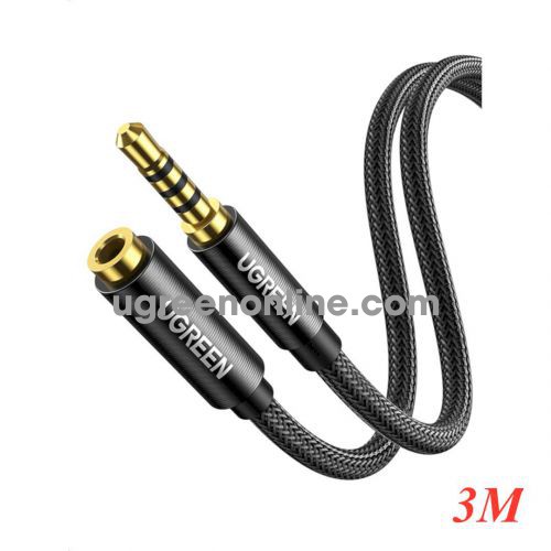 Ugreen 10266 3m 3.5mm M / F Audio Extension Cable Braided Black AV118 10010266