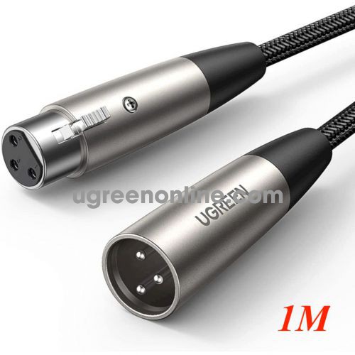 Ugreen 20499 1m extension XLR cannon Hi - Fi Cable M to F Metal head Black AV185 10020499