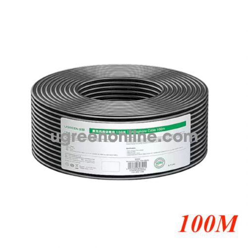 Ugreen 90304 100m OD6.0mm [42 / 0.10BC + 1 / 0.23 PE ID:1.55MM*2C + Cotton Thread + AL + BZ128 / 0.10BC]*1C] high fidelity pure copper audio cable AV204 10090304