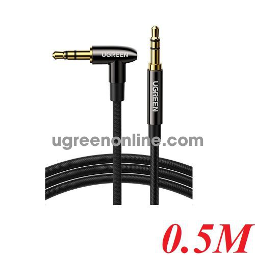 Ugreen 40183 0.5m 3.5mm Straight to Angled Audio Cable Black AV139 10040183