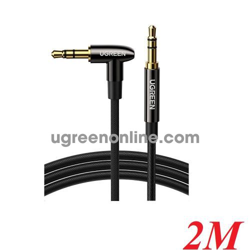 Ugreen 40186 2m 3.5mm Straight to Angled Audio Cable Black AV139 10040186