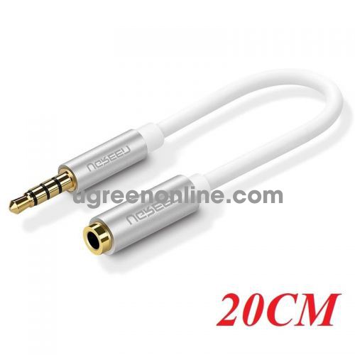 Ugreen 20850 20CM 3.5mm male to female audio cable Bạc AV136 10020850