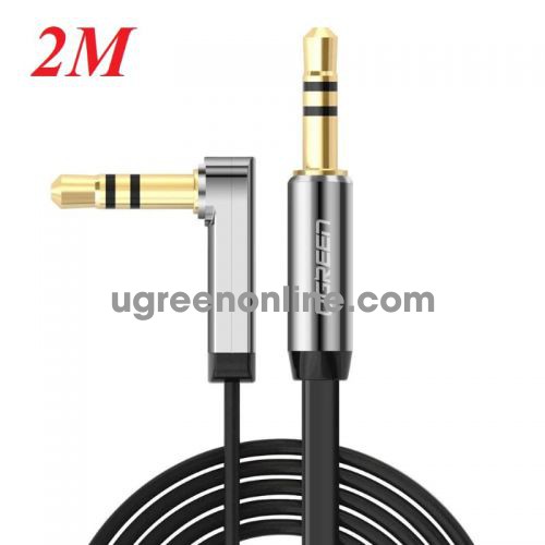 Ugreen 10599 3.5Mm Male To 3.5Mm Male Right Angle Flat Cable Gold Plated 2M Av119 10010599