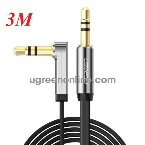 Ugreen 10728 3.5Mm Male To 3.5Mm Male Right Angle Flat Cable Gold Plated 3M Av119 10010728