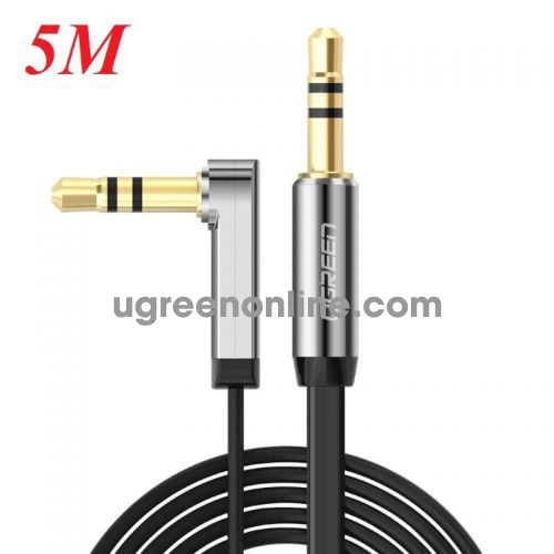 Ugreen 10729 3.5Mm Male To 3.5Mm Male Right Angle Flat Cable Gold Plated 5M Av119 10010729