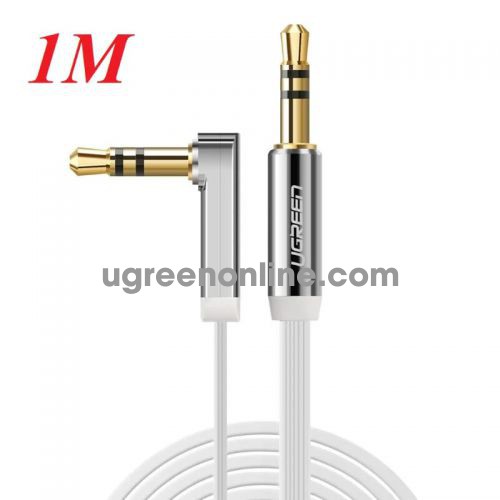 Ugreen 10757 3.5Mm Male To 3.5Mm Male Right Angle Flat Cable Gold Plated TrắNg 1M Av119 10010757