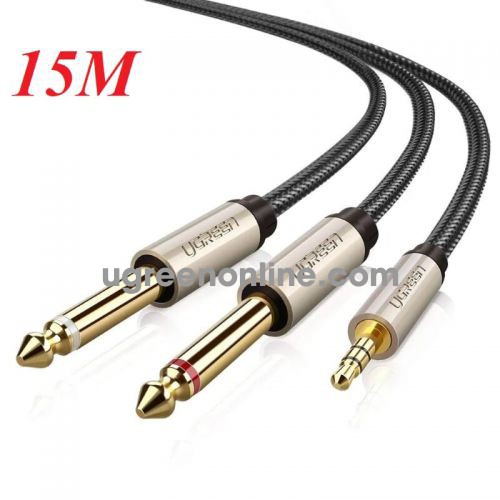 Ugreen 40798 3.5Mm Trs To Dual 6.35Mm/6.5Mmts Audio Cable 15M Av126 10040798