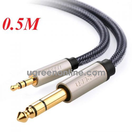 Ugreen 40801 3.5Mm To 6.35Mm/6.5Mmtrs Stereo Audio Cable 0.5M Av127 10040801