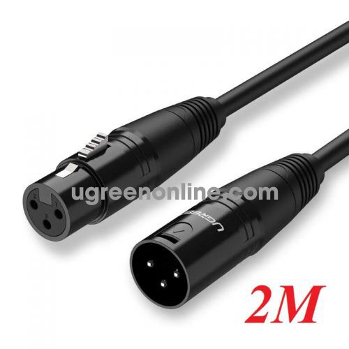 Ugreen 20710 Cannon Male To Female Microphone Extension Audio Cable Đen 2M Av130 10020710