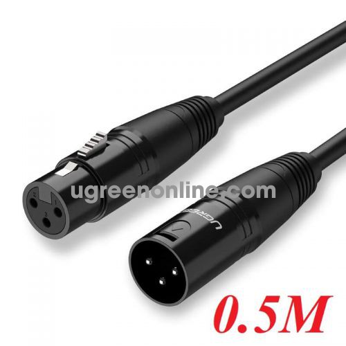 Ugreen 50296 Cannon Male To Female Microphone Extension Audio Cable Đen 0.5M Av130 10050296