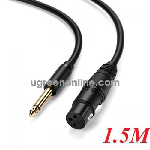 Ugreen 20718 6.5Mm To Cannon Female Av Cable Đen 1.5M Av131 10020718