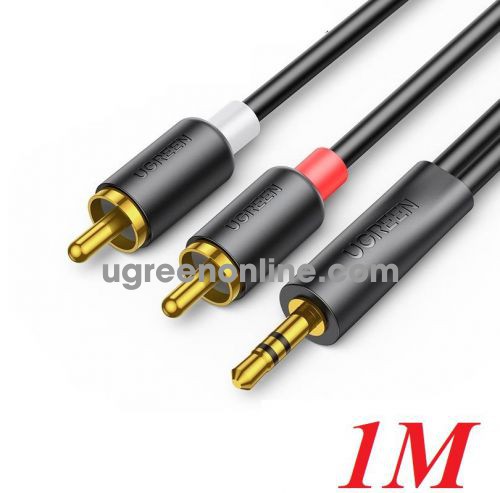 Ugreen 90245 1m 3.5mm 24k gold plate Male to 2RCA Male Cable Black av195 10090245