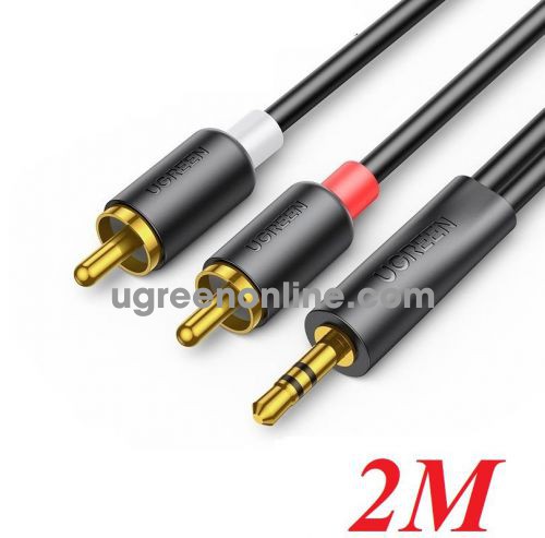 Ugreen 90247 2m 24k gold plate 3.5mm Male to 2RCA Male Cable Black av195 10090247