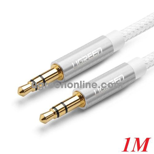 Ugreen 50366 1M Silver 3.5mm Male to 3.5mm Male Cable Gold Plated Metal Case with Braid AV112 10050366