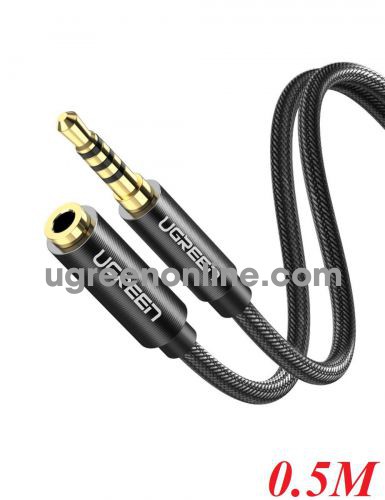 Ugreen 60845 0.5M 4 poles 3.5mm Male to Female Audio Extension Cable Braided 50cm Black AV118 10060845