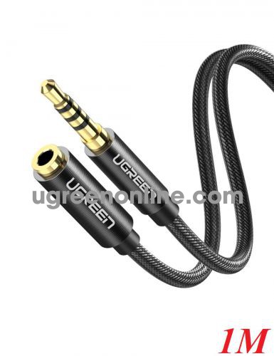 Ugreen 60846 1m 4 poles 3.5mm Male to Female Audio Extension Cable Braided Black AV118 10060846