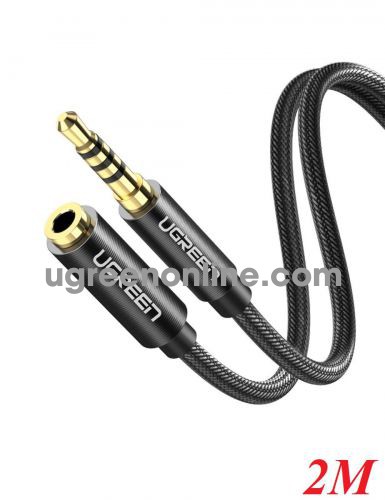 Ugreen 60847 2m 4 poles 3.5mm Male to Female Audio Extension Cable Braided Black AV118 10060847