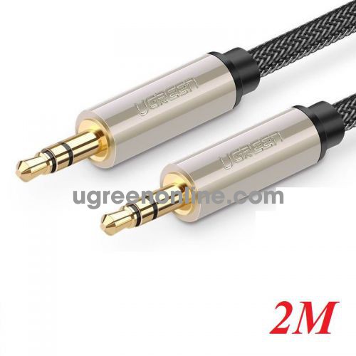 Ugreen 10604 2M Silver 3.5mm Male to MaleAux Stereo Professional HiFi Cable with Silver Plating Copper Core Gold Plated Nylon Braid AV125 10010604