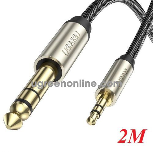 Ugreen 10628 2M Gray 3.5mm TRS to 6.35mm TS Audio Cable TRS Stereo Audio Cable with Zinc Alloy Housing and Nylon Braid AV127 10010628