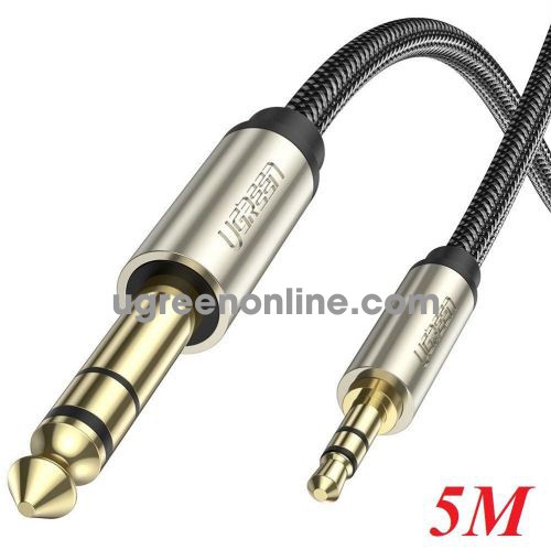 Ugreen 10630 5M Gray 3.5mm TRS to 6.35mm TS Audio Cable TRS Stereo Audio Cable with Zinc Alloy Housing and Nylon Braid AV127 10010630