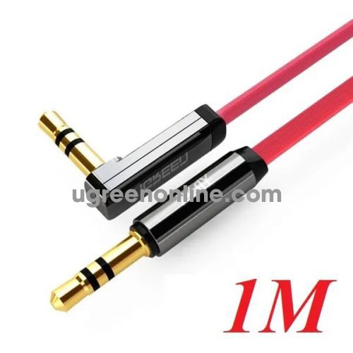 Ugreen 10798 1M Cáp audio 3.5mm bẻ góc 90 độ Đỏ AV119 10010798