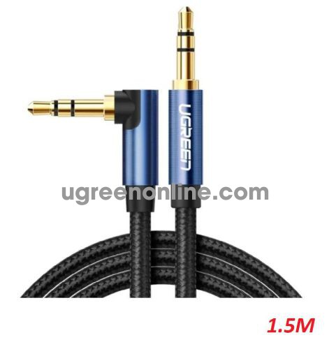 Ugreen 60180 1.5M Black 3.5mm Male to 3.5mm Male Cable Gold Plated Metal Case with Braid blue head 10060180 AV112