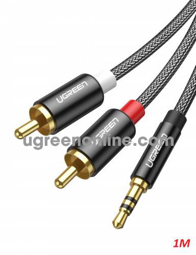 Ugreen 60240 1M black 3.5mm to 2RCA Stereo Audio Cable Aluminum Shell with Braid AV116 10060240