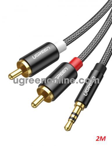 Ugreen 60241 2M black 3.5mm to 2RCA Stereo Audio Cable Aluminum Shell with Braid AV116 10060241