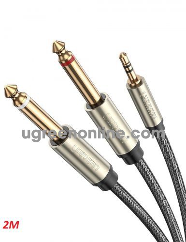 Ugreen 10615 2M Gray 3.5mm TRS to Dual 6.35mm TS Audio Cable AV126 10010615