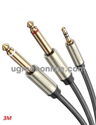 Ugreen 10618 3M Gray 3.5mm TRS to Dual 6.35mm TS Audio Cable AV126 10010618