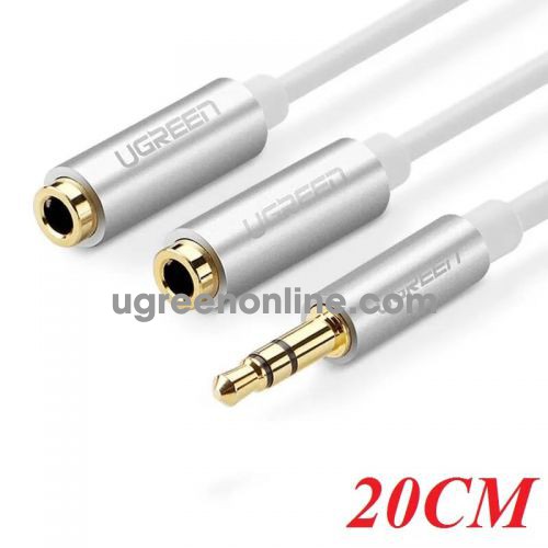 Ugreen 10780 20CM White 3.5mm Headphone Splitter Audio Cable AV123 10010780