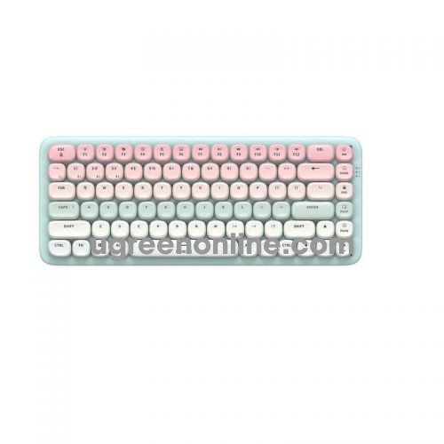 Ugreen 90843 Mechanical PINK Blue keyboard 1800mAh recgargeable battery 84keys with light wireless bluetooth and wire FUN LIGHT KU101 10090843