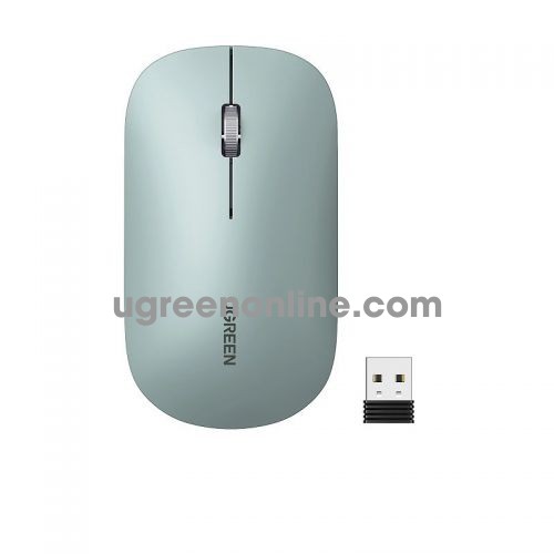 Ugreen 90674 2.4Ghz and Bluetooth Noiseless Green 4000dpi silence 500mah rechargeable battery Wireless Mouse Mice with USB Receiver Portable MU001 10090674