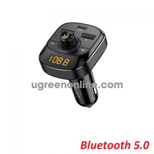 Ugreen 70717 bt 5.0 PD+QC FM Car Charger + LED Screen + TF Slot Black Car Bluetooth 5.0 FM Transmitter ED040 10070717