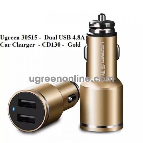 Ugreen 30515 Gold Dual 4.8A Usb Car Charger Sạc Xe Hơi Ô Tô Cd130 10030515