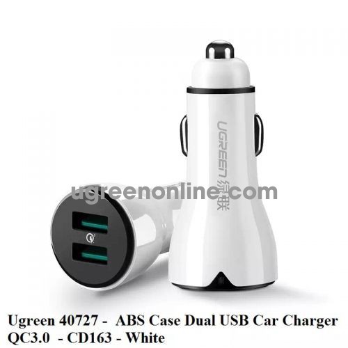 Ugreen 40727 Qc3.0 Dual Usb Quick Charge 3.0 Car Charger Sạc Nhanh Ô Tô Cd163 10040727