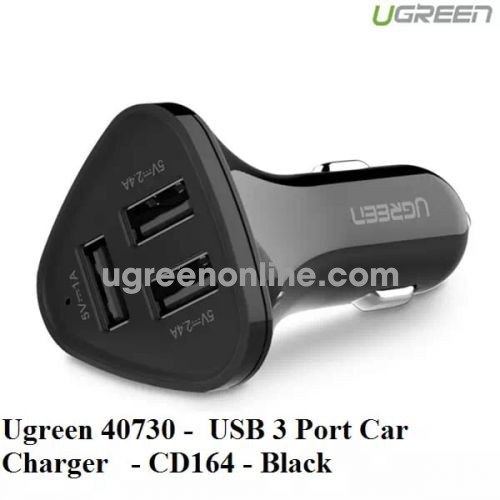 Ugreen 40730 Black 3 Port Usb Car Charger Sạc Nhanh Trên Xe Hơi Ô Tô Cd164 10040730