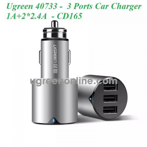 Ugreen 40733 3 Port Strong Car Charger 1A + 2X 2.4A Sạc Xe Hơi Ô Tô Cd165 10040733