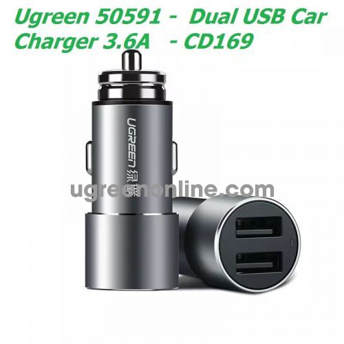 Ugreen 50591 3.6A Dual Usb Car Charger Sạc Nhanh Xe Hơi Ô Tô 2 Cổng Cd169 10050591