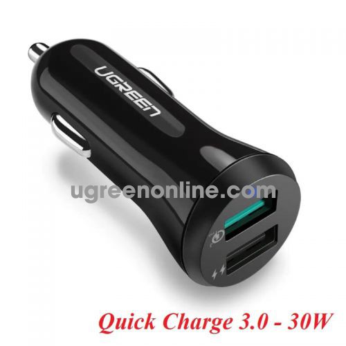 Ugreen 40309 30W qc3.0 2 port Usb car charger black Quick Charge CD114 10040309