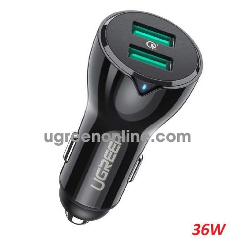 Ugreen 40726 QC3.0 Black Dual USB Car Charger CD163 10040726