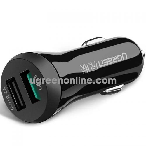 Ugreen 20392 2 Ports dual usb car charger màu Đen ABS CD114 10020392